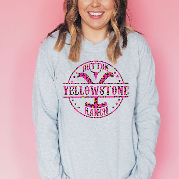 YELLOWSTONE Pink Leopard Yellowstone Brand // TV & Movie Long Sleeve